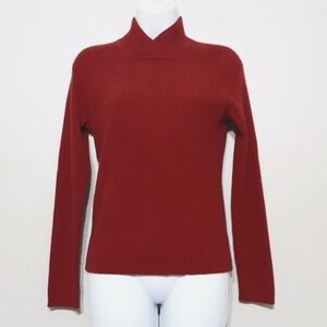 Belford sweater women M red 100% cashmere mock neck pullover soft comfy casual